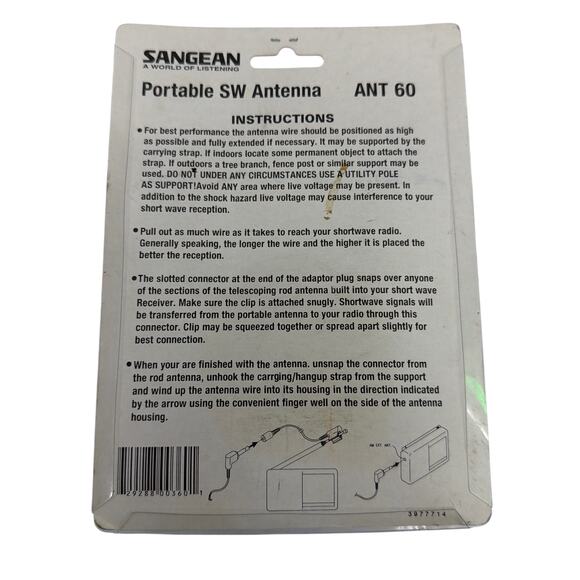 Sangean ANT-60 Portable Shortwave SW Reel Antenna 23 ft Wire - Black - Picture 3 of 3